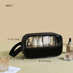 Pink Waterproof Cosmetic Bag Lightweight Portable Faux Leather Beach Essentials