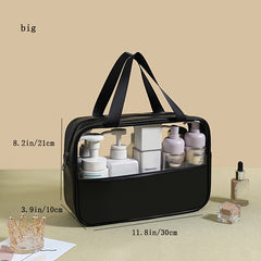 Pink Waterproof Cosmetic Bag Lightweight Portable Faux Leather Beach Essentials