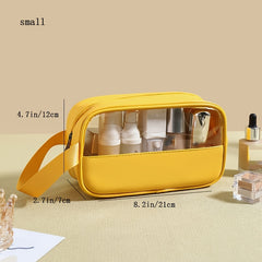 Pink Waterproof Cosmetic Bag Lightweight Portable Faux Leather Beach Essentials