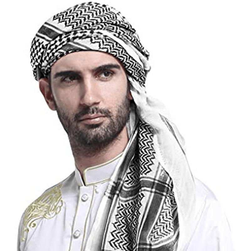 Men's Large Arab Shemagh Headscarf Muslim Headcover Keffiyeh Arabic S