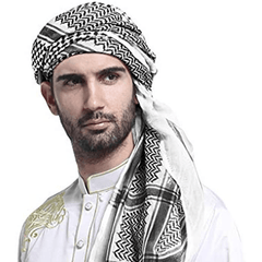 Men's Large Arab Shemagh Headscarf Muslim Headcover Keffiyeh Arabic S