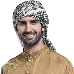 Men's Large Arab Shemagh Headscarf Muslim Headcover Keffiyeh Arabic S