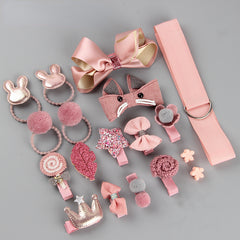 18pcs Girls Sweet Bow Bunny Crown Hair Clips Kids Accessories