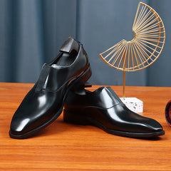 Men's Square Toe Slip On Formal Shoes Wear-resistant Non-Slip Smart Casual