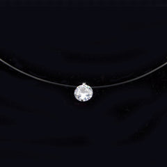 Silver Transparent Fishing Line Necklace with Zircon Mermaid Tear