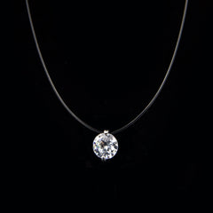 Silver Transparent Fishing Line Necklace with Zircon Mermaid Tear