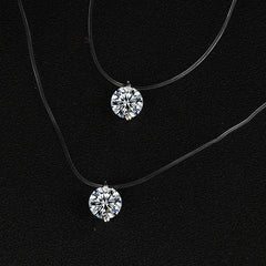 Silver Transparent Fishing Line Necklace with Zircon Mermaid Tear