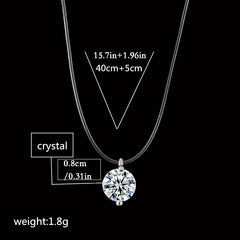 Silver Transparent Fishing Line Necklace with Zircon Mermaid Tear