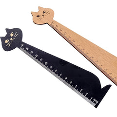 Cartoon Cat Wooden Ruler, Creative Drawing Tool