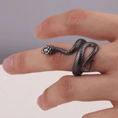 Gothic Snake Wrap Ring with Rhinestones Adjustable
