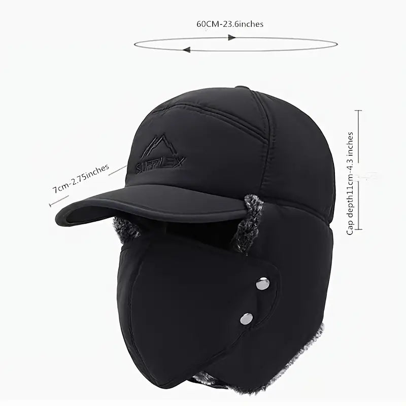 Winter Warm Windproof Thick Ski Cap Men's Ear Cover Soft Hot Cap