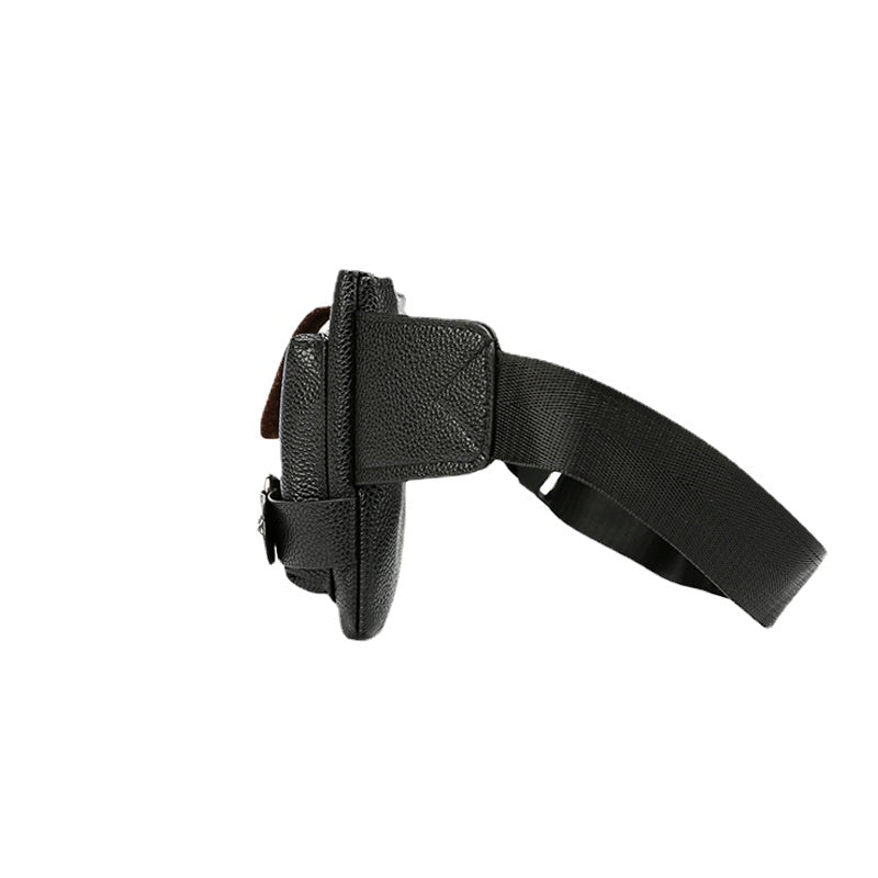Men's PU Leather Waist Bag for Outdoor Travel and Hiking