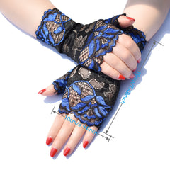 Lace Floral Pattern Short Gloves for Wedding Prom Party