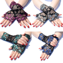 Lace Floral Pattern Short Gloves for Wedding Prom Party