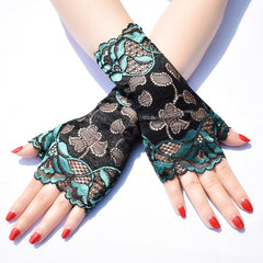 Lace Floral Pattern Short Gloves for Wedding Prom Party