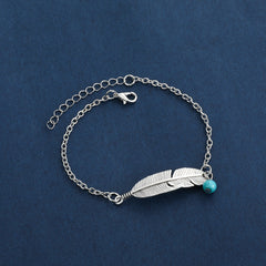 Ethnic Style Feather Anklet Female Leaf Anklet Foot Jewelry