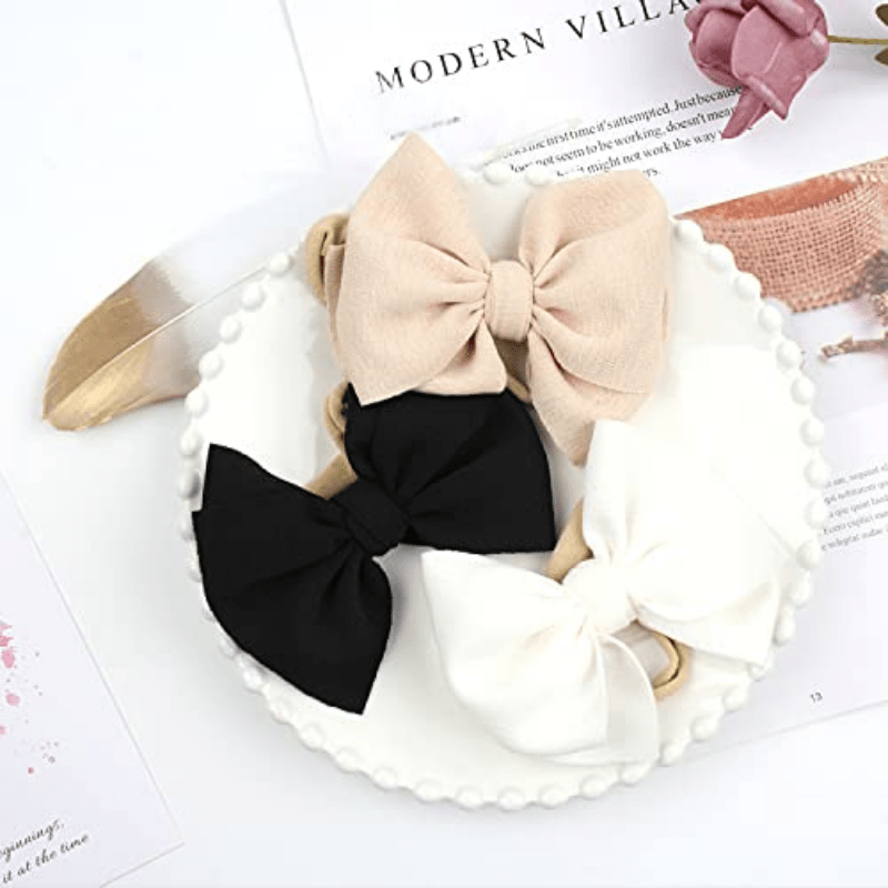 10pcs 4.5in 11 Bowknot Headbands Soft Elastic Nylon Headwear Baby Girls