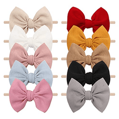 10pcs 4.5in 11 Bowknot Headbands Soft Elastic Nylon Headwear Baby Girls