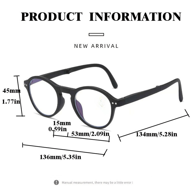 Folding Anti Light Reading Glasses with Case