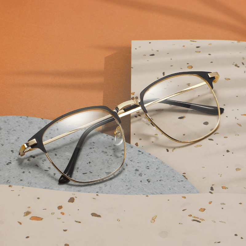 Men's Square Flat Metal Frame Glasses Casual Party Decorative Eyeglasses