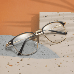 Men's Square Flat Metal Frame Glasses Casual Party Decorative Eyeglasses