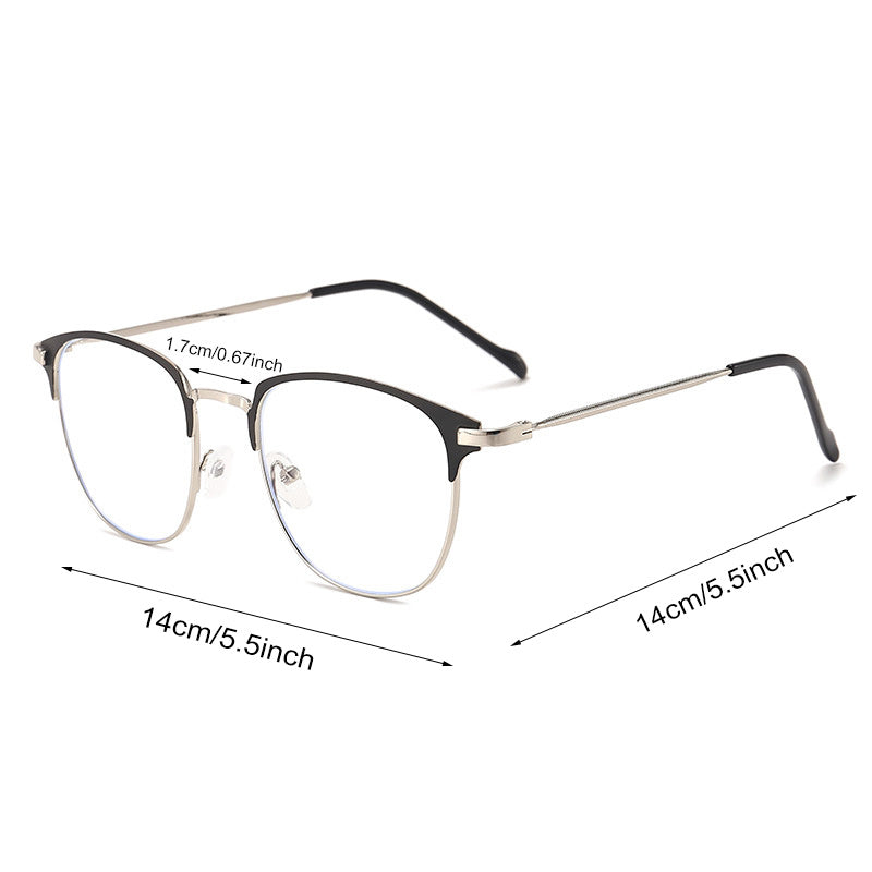Men's Square Flat Metal Frame Glasses Casual Party Decorative Eyeglasses