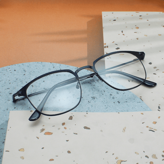 Men's Square Flat Metal Frame Glasses Casual Party Decorative Eyeglasses