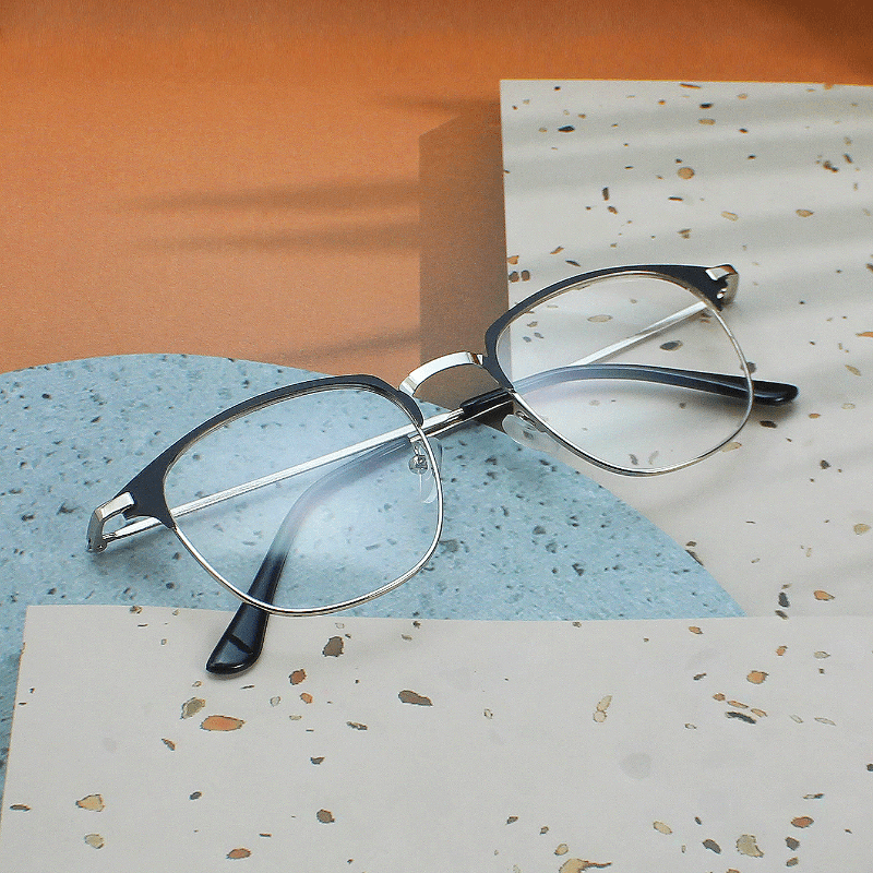 Men's Square Flat Metal Frame Glasses Casual Party Decorative Eyeglasses
