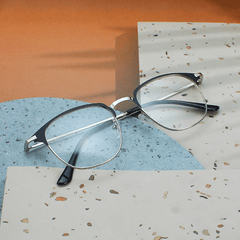 Men's Square Flat Metal Frame Glasses Casual Party Decorative Eyeglasses