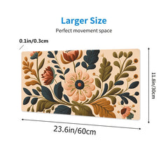 Flower Painting Mouse Pad Extended Large Mat Keyboard Stitched Edge