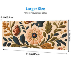 Flower Painting Mouse Pad Extended Large Mat Keyboard Stitched Edge
