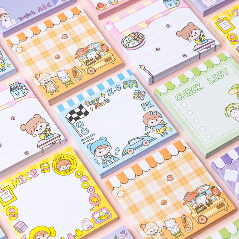 Cute Cartoon Message Board for Girls, Ins Wind Sticker, Reusable, 80 Pages
