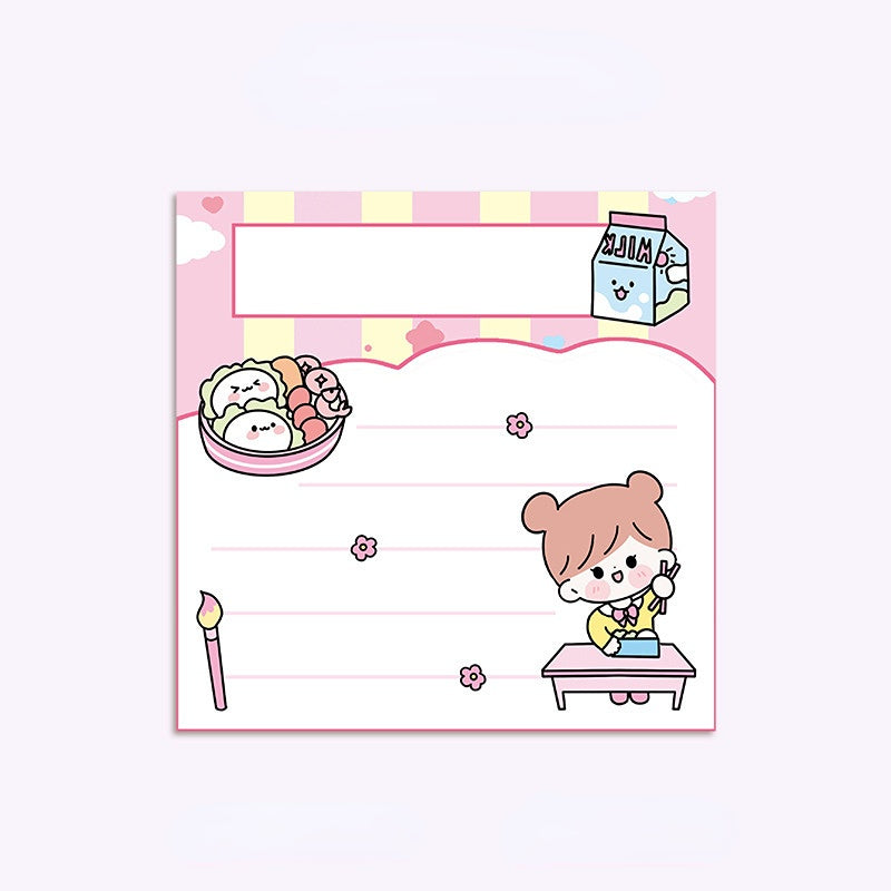 Cute Cartoon Message Board for Girls, Ins Wind Sticker, Reusable, 80 Pages