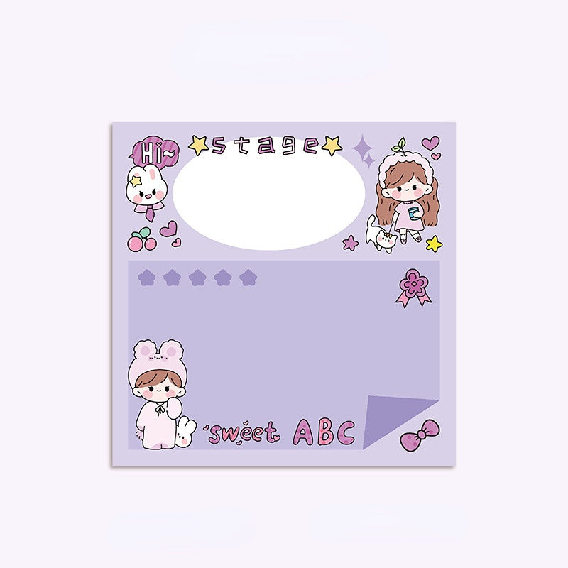 Cute Cartoon Message Board for Girls, Ins Wind Sticker, Reusable, 80 Pages