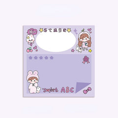 Cute Cartoon Message Board for Girls, Ins Wind Sticker, Reusable, 80 Pages