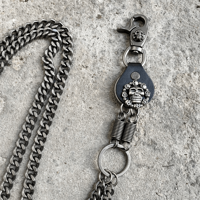Men's Skull Jean Biker Wallet Belts Chain Gothic Rock Pants Waist Key