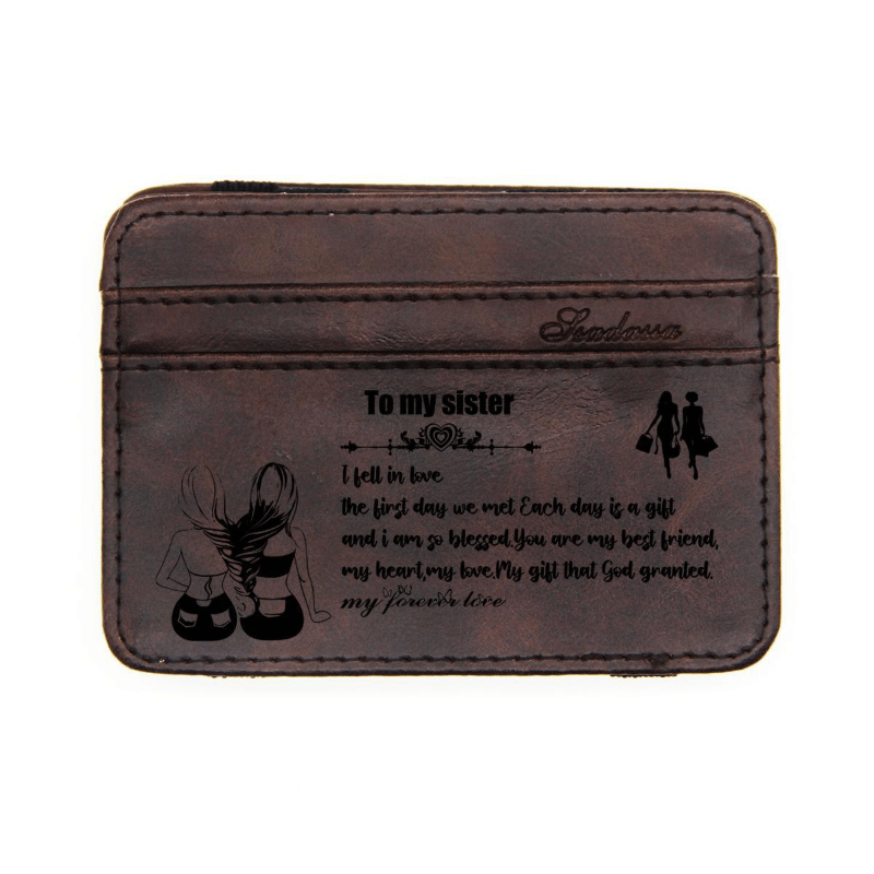 Vintage Slim Card Holder Engraved Card Holder PU Leather Pocket