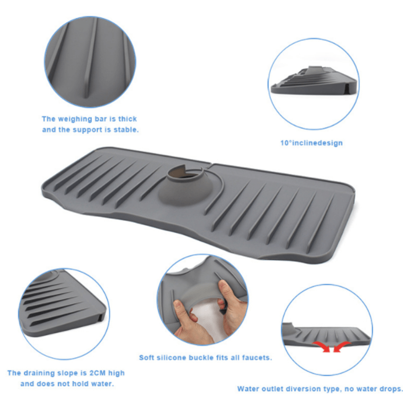 Adjustable Silicone Faucet Mat Sponge Drain Rack