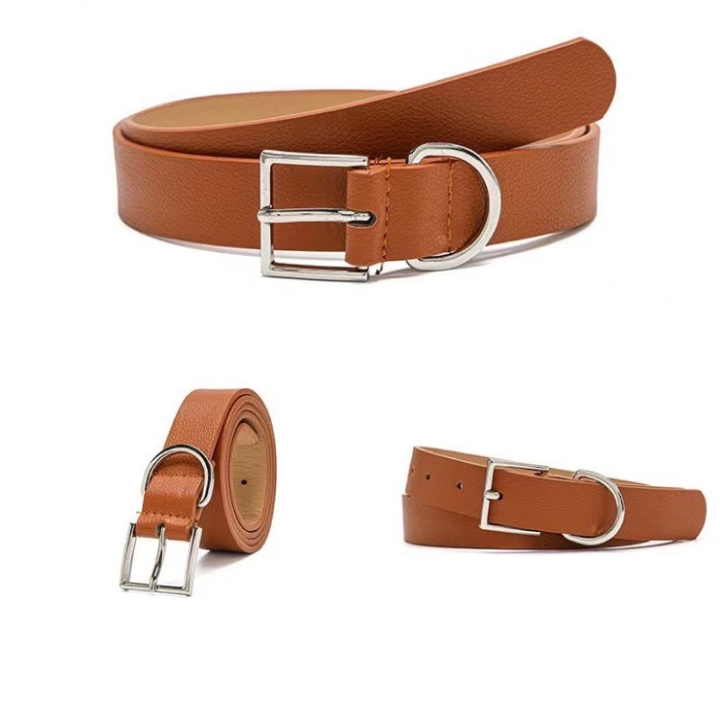 Square Pin Buckle Casual Belt Unisex Solid Vintage Waistband