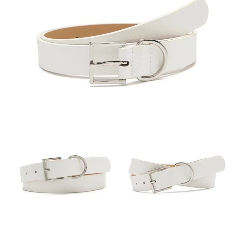 Square Pin Buckle Casual Belt Unisex Solid Vintage Waistband