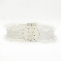 Embroidery Lace Up PU Leather Waistband Elastic Corset Belt