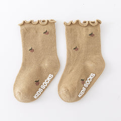 Baby Girls Floral Embroidery Lace Middle Tube Socks