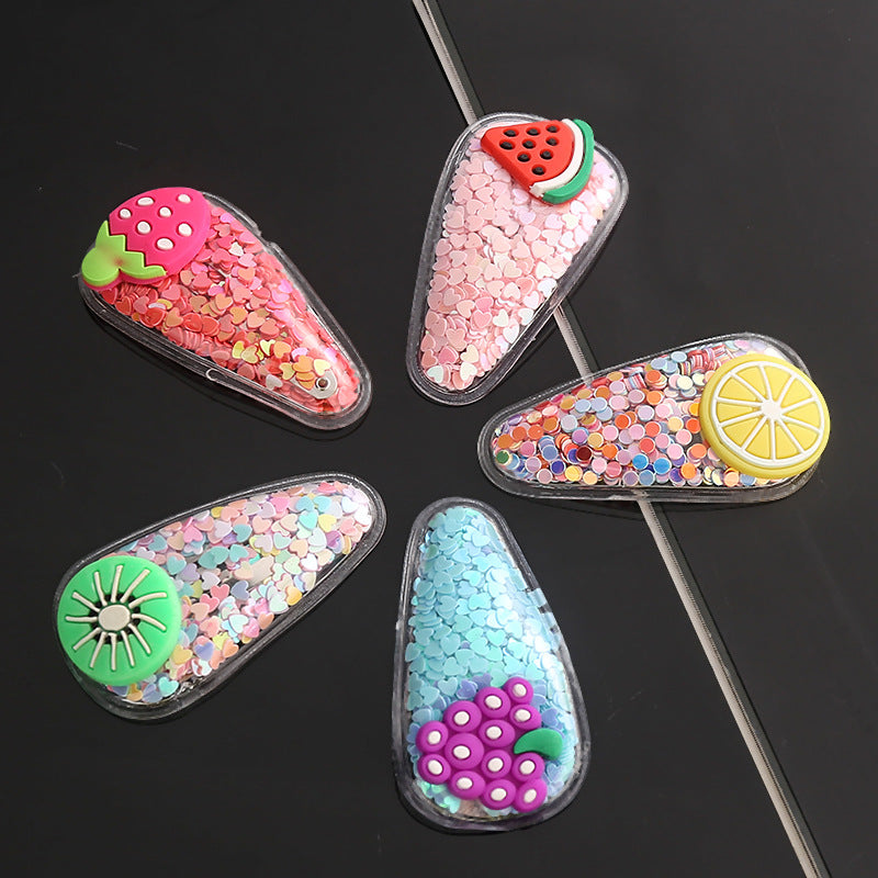 Colorful Sequin Fruit Hair Clips for Baby Girls