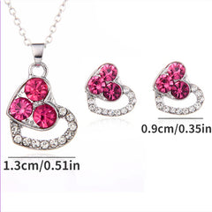 Colorful Love Heart Necklace and Earrings Set for Girls