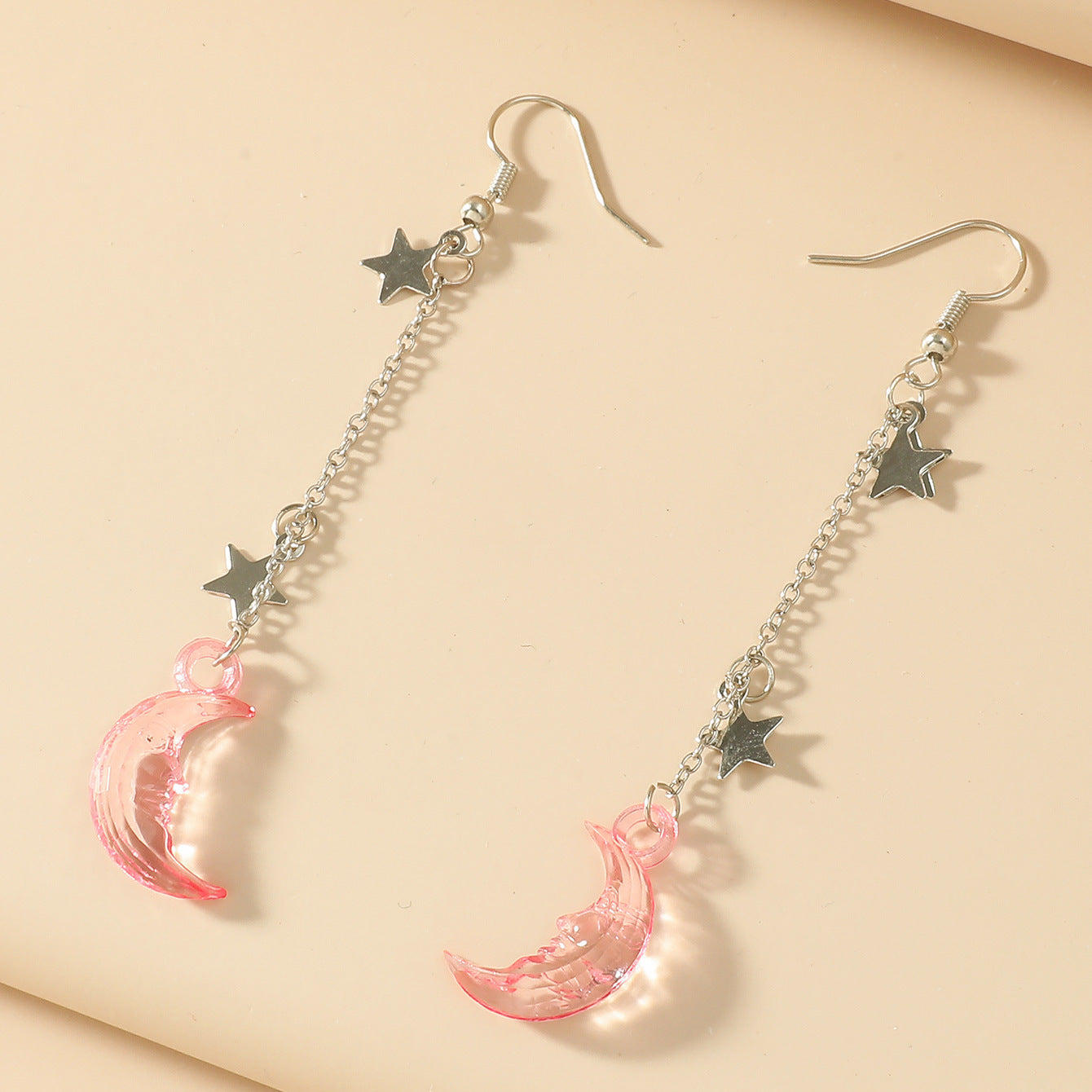 Colorful Star Moon Long Acrylic Earrings