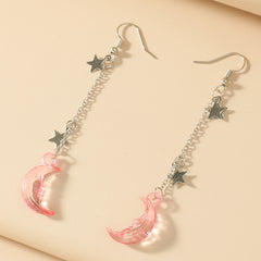 Colorful Star Moon Long Acrylic Earrings
