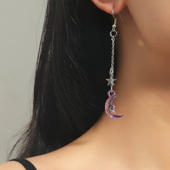 Colorful Star Moon Long Acrylic Earrings