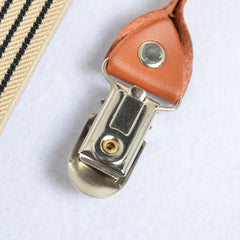 Men's Striped Elastic Strap Four Button Buckles Overall Suspenders