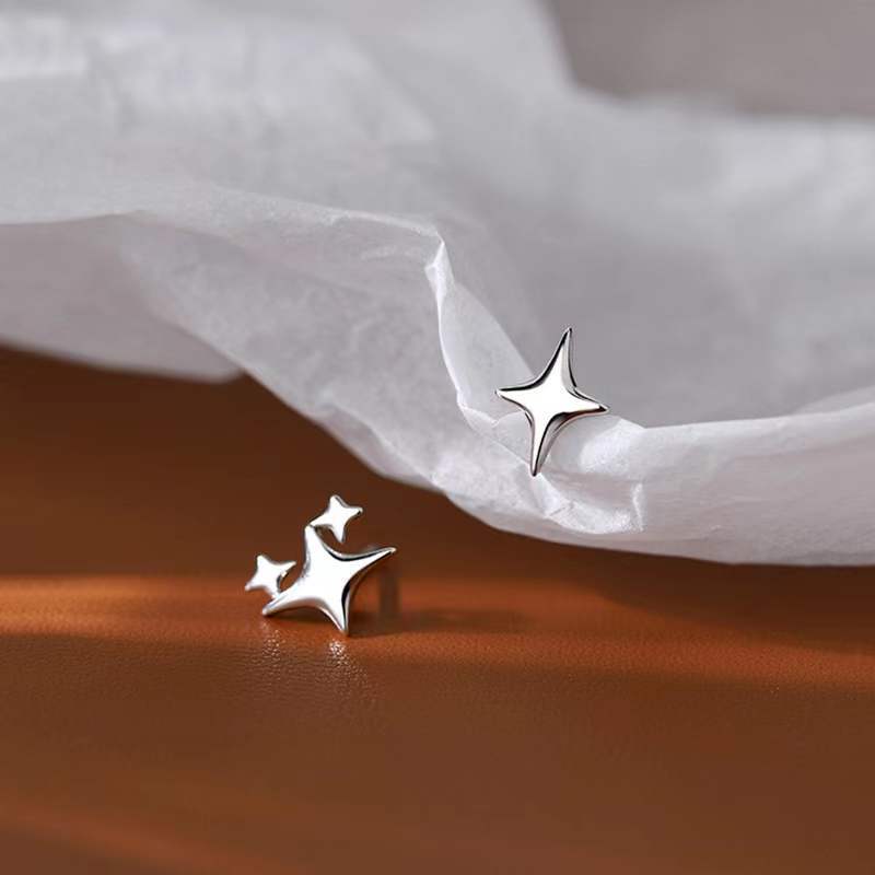 Star Silver Golden Earrings Ear Clip Jewelry Men Women