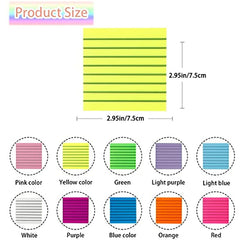 1pc Transparent Lined Sticky Notes 10 Colors 7.49x7.49cm Self-Sticky Memo Pad